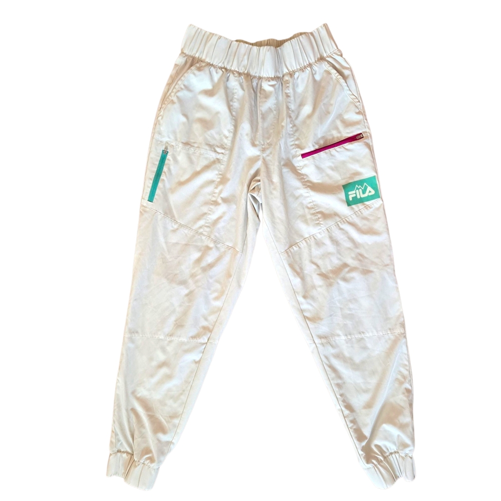 FILA White Jogger Pants With Colored Zippers